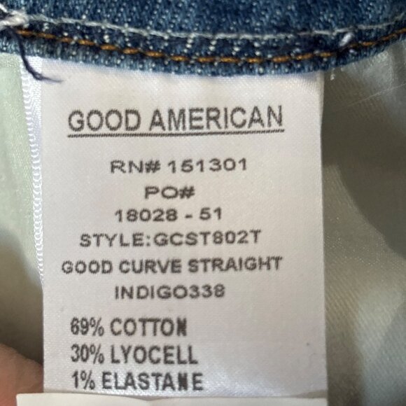 NWOT GOOD AMERICAN Good Curve Straight Jeans 15 Ultra High Rise Distressed Hem - Picture 13 of 13